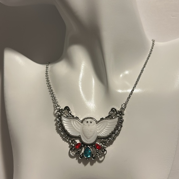 OWL Spirit of Wisdom Open Wing Silver Tone Statement Pendant & Necklace NEW - Picture 10 of 15